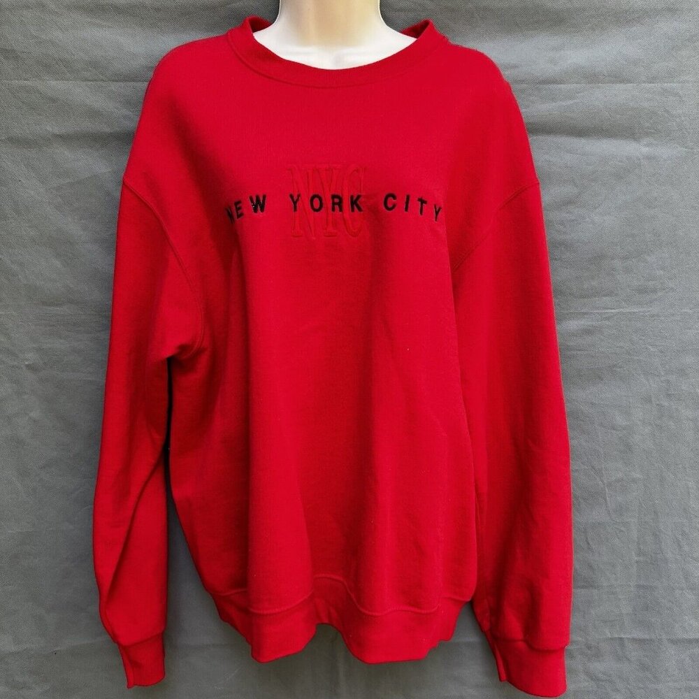 VTG Fruit Of The Loom Red Sweatshirt Womens Large New York CITY Cotton 90's USA